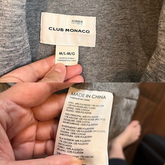 Club Monaco Quilted Blanket Coat - Grey - Picture 9 of 16